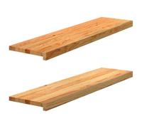 Escaleras de roble macizo 2 piezas, 100x30x2 cm, tono marrón claro | Madera robusta, mantenimiento simple, uso versátil, grano único, tinte natural, tablero decorativo, superficie lisa