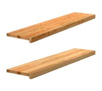 Escaleras de roble macizo, 2 piezas, 110x30x2 cm, tono marrón | Madera resistente, grano natural, uso versátil, alféizar de la ventana, mantenimiento simple, tono claro cálido