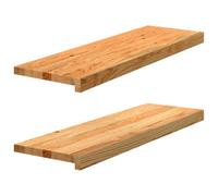 Escaleras de Roble Macizo, 2 Piezas, 80x30x2 cm, Marrón Claro | Madera robusta, grano natural, mantenimiento simple, alféizar de la ventana, encanto auténtico, acabado liso, uso versátil