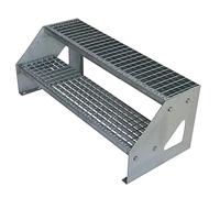 Escaleras de zanca de Acero 2 Escalones Independiente Totalmente galvanizada - Medidas (L x A x A) 44cm x 100cm x 38cm Resistente a la Intemperie y la corrosión