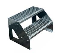 Escaleras de zanca de acero 2 Escalones Independiente Totalmente galvanizada - Medidas (L x A x A) 44cm x 60cm x 38cm Resistente a la intemperie y la corrosión