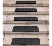Escalones antideslizantes - Juego de 5 - 76 x 25 cm - Goma duradera - Diseño con borde redondeado - Adecuados para interiores y exteriores - Alfombras para escaleras