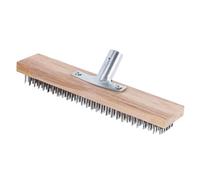 Escoba de alambre de acero de 50 cm con soporte de metal robusto para mango de madera, escoba de jardín, musgo, malas hierbas, manchas persistentes