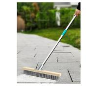 Escoba De Cepillo De Alambre Rígido Con Mango Largo De Acero Inoxidable, Cepillo for Fregar Patio for Adoquines, W-20-50 cm( 50 cm/19.7 in)