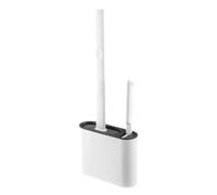 escobilla de baño con cabezal redondo Accesorios de herramientas diarias for el baño, con caja de soporte, cepillo de inodoro de silicona montado en la pared, juego de soporte de goma termoplástica fo