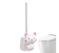 Escobillero de Inodoro - Bonito diseño de Gato, Cepillo de Inodoro montado en la Pared, Mango Largo, Cepillo Sanitario de cerdas, sin Varilla de Limpieza de ángulo Muerto para baño, hogar