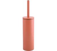 Escobillero Spirella con Soporte de Acero, Modelo Akira, Cabezal Intercambiable y Soporte de Acero Macizo con contenedor higiénico, escobillero Cerrado, de pie, Terracota, Rojo