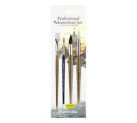ESCODA | Acuarela | Professional Watercolour Set | 4 Pinceles Profesionales | Tamaño 12,6,12,1/2"| Fibra Sintética, Pelo Natural | Redondo Pluma, Redondo Punta, Plano