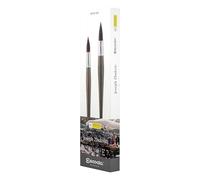 ESCODA Set 2 Pinceles Acuarela - N.14,18 Mop Redondo Punta Pelo Fino Petit Gris Natural Set 2 Joseph Zbukvic Serie Aquario Profesional Fabricado a Mano en España.