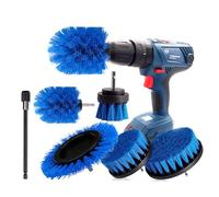 Escova de Broca Elétrica, 5PCS Eléctrico Cepillos Taladro Multifuncionales, Coche Limpieza Kit para Limpiar Paredes, Baño, Cocina, Tapiceria Coche, Piso Azulejo, Esquinas, Terraza (Azul Claro)
