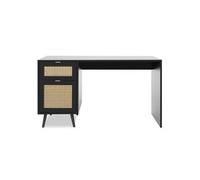 Escritorio 1 Puerta 1 Cajón Impresión Rejilla Y Negro - 130 X 74,5 Cm - L 130 X A 55 X H 74,5 Cm