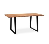 Escritorio 160 x 80 x 76 cm de madera maciza de acacia / metal, borde vivo; mesa de oficina sólida