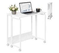 Escritorio abatible, mesa de trabajo para oficina en casa, con ruedas, estrecho