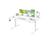 Escritorio ajustable 160 x 80 cm con recordatorio y carga integrada Blanco Mate