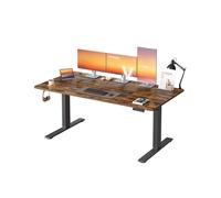 Escritorio ajustable 160 x 80 cm con recordatorio y carga integrada Marrón Rústico