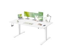 Escritorio ajustable 180 x 80 cm con recordatorio y carga integrada Blanco Mate