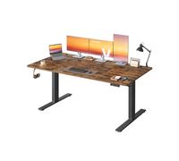 Escritorio ajustable 180 x 80 cm con recordatorio y carga integrada Marrón Rústico