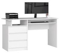 Escritorio akord clp blanco 135 cm 3 cajones frente en color blanco 2 estantes 135x60x77 cm