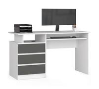 Escritorio akord clp blanco 135 cm 3 cajones frente en color grafito gris 2 estantes 135x60x77 cm