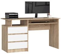 Escritorio akord clp roble sonoma 135 cm 3 cajones frente en color blanco 2 estantes 135x60x77 cm