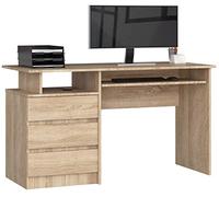 Escritorio akord clp roble sonoma 135 cm 3 cajones frente en color roble sonoma 2 estantes 135x60x77 cm