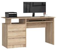 Escritorio akord clp roble sonoma 135 cm 3 cajones frente en color roble sonoma 2 estantes 135x60x77 cm