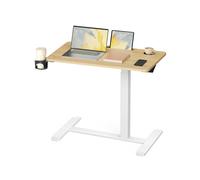Escritorio auxiliar 80 x 45 cm con ruedas altura ajustable y soporte para dispositivos Roble Dorado