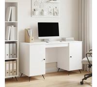 Escritorio blanco brillante 142,5 x 50 x 75 cm en madera de ingeniería | Mueble versátil, almacenamiento integrado, diseño contemporáneo, uso interior y exterior, acabado lacado