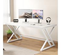 Escritorio blanco de 140 cm, mesa de ordenador de diseño moderno para oficina en casa