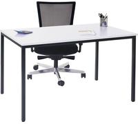 Escritorio Braila, mesa de conferencias, mesa de oficina, mesa para seminarios, 120x80 cm, MDF, color blanco