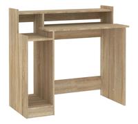 Escritorio Campoamor luz LED con estantes 90x97x45 cm Natural Medium