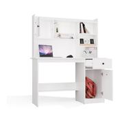 Escritorio CHESTER con estante, blanco, 1 cajón, mueble para habitación