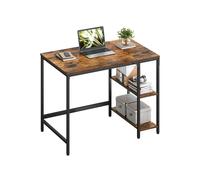 Escritorio con 2 Estante Industrial Marrón Rústico e Negro