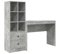 Escritorio con cajón con estante 2 pcs Gris Concreto