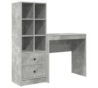 Escritorio con cajón con estante 2 pcs Gris Concreto