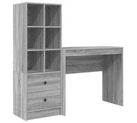 Escritorio con cajón con estante 2 pcs Gris Sonoma