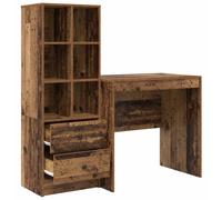 Escritorio con cajón con estante 2 pcs Madera vieja