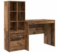 Escritorio con cajón con estante 2 pcs Madera vieja
