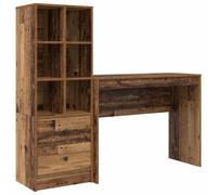 Escritorio con cajón con estante 2 pcs Madera vieja