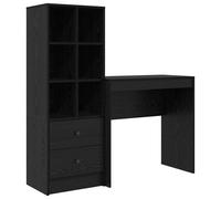 Escritorio con cajón con estante 2 pcs Roble