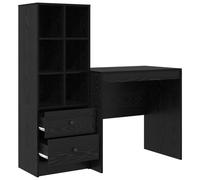 Escritorio con cajón con estante 2 pcs Roble