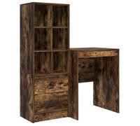 Escritorio Con Cajón Con Estante 2 Pcs Roble Ahumado Vidaxl