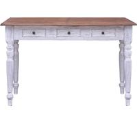 Escritorio con cajones, blanco, 117x57x75 cm, madera maciza de estilo vintage