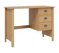 Escritorio con cajones HILL marrón 100 x 45 x 74 cm de madera de pino | Madera maciza de pino, 3 cajones, tiradores en D, uso interior, oficina en casa, dormitorio