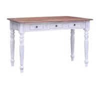 Escritorio Con Cajones Madera Maciza Caoba Blanco 117x57x75 Cm Vidaxl