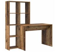 vidaXL Escritorio con estante Madera envejecida 138,5 x 55 x 143 cm