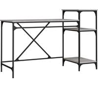 Escritorio con estantería, color gris Sonoma, 135x50x90 cm, fabricado en material de madera
