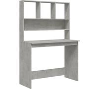 Escritorio con estantería en color gris cemento, 102x45x148 cm, fabricado en material de madera