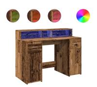 Escritorio Con Led Madera Ingeniería Envejecida 120x55x91 Cm Vidaxl
