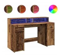 Escritorio Con Led Madera Ingeniería Envejecida 140x55x91 Cm Vidaxl